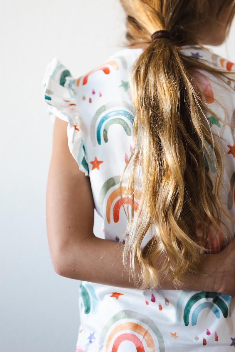 Mila & Rose Tonal Rainbow Ruffle Tee