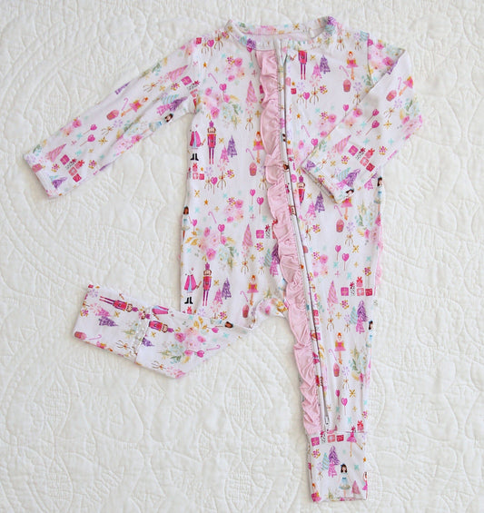 Little Snuggles Sugarplum Fairy Bamboo Ruffle Zippy Baby Romper