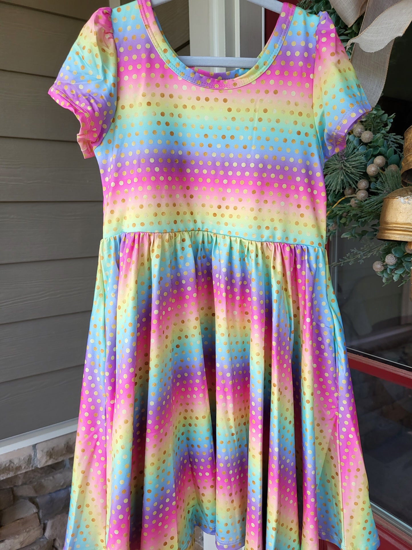 Charlie's Project Rainbow Sparkles Short-Sleeve Hugs Twirl Dress