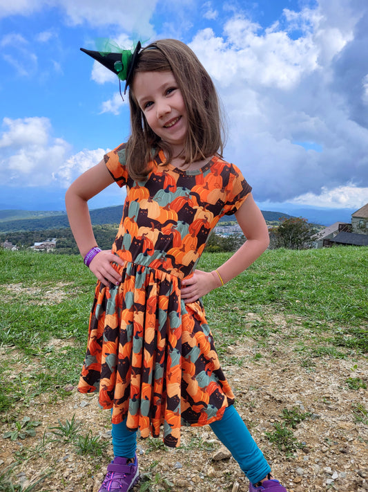 Love & Sprinkles Purrfect Pumpkins Short-Sleeve Dress