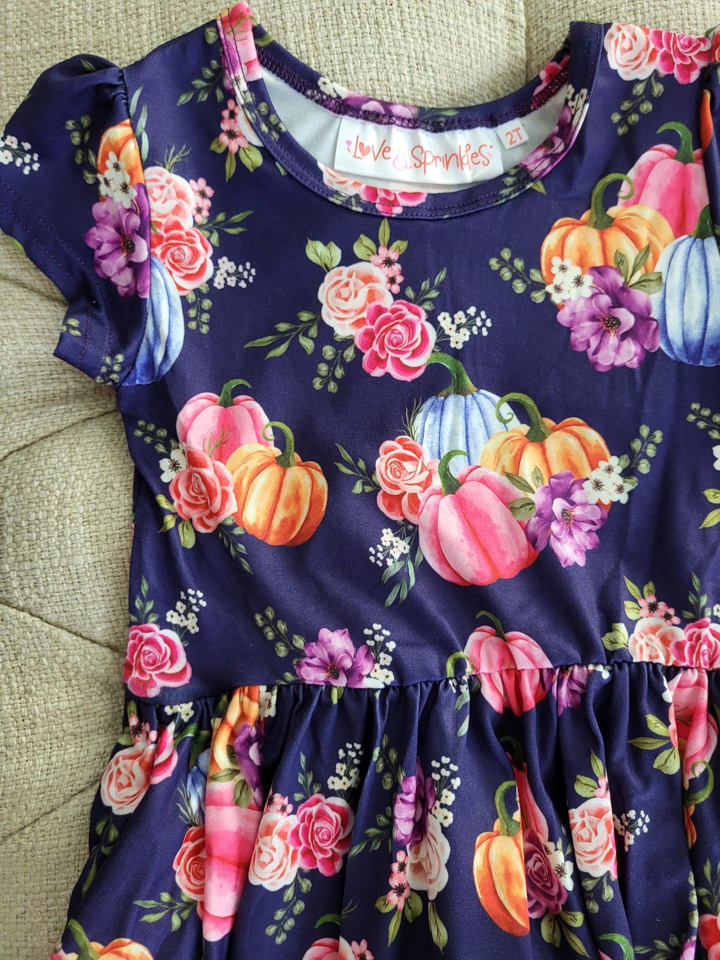 Love & Sprinkles Pumpkin Blossoms Short-Sleeve Dress