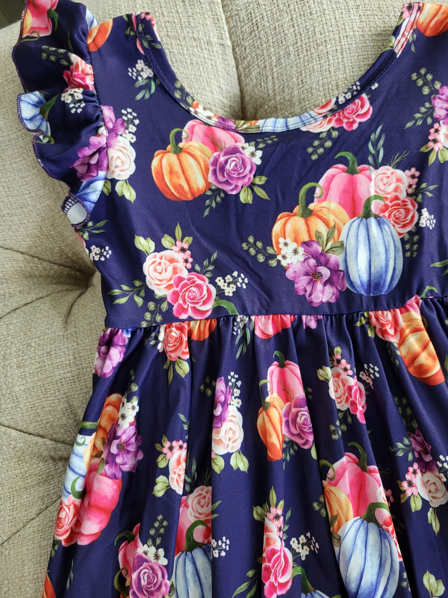 Love & Sprinkles Pumpkin Blossoms Ruffle-Sleeve Dress