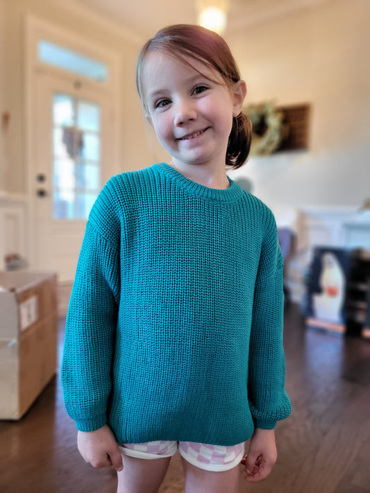 Love & Sprinkles Teal Lagoon Chunky Knit Sweater