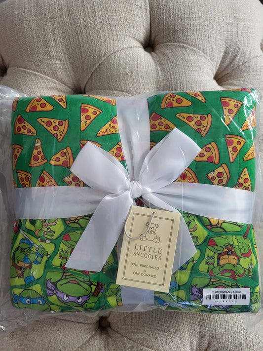 Little Snuggles Turtle Power Large Quilted Bamboo Blanket