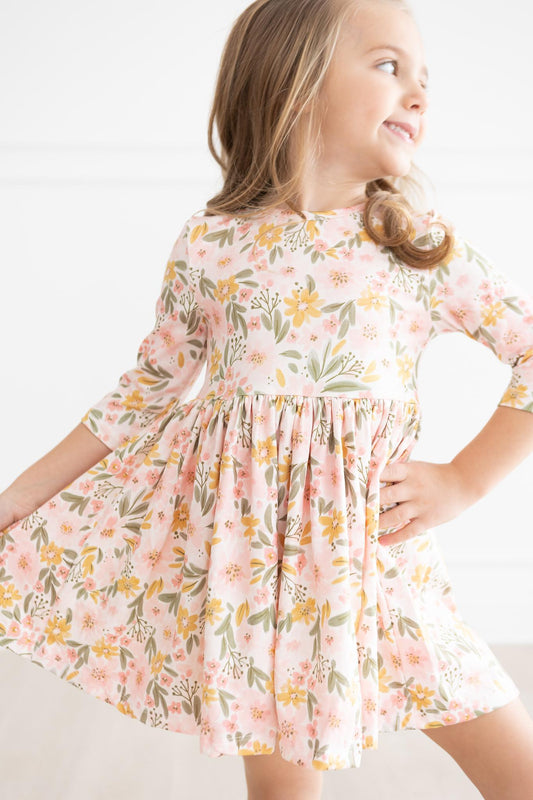Mila & Rose Pretty Peachy 3/4 Sleeve Twirl Dress