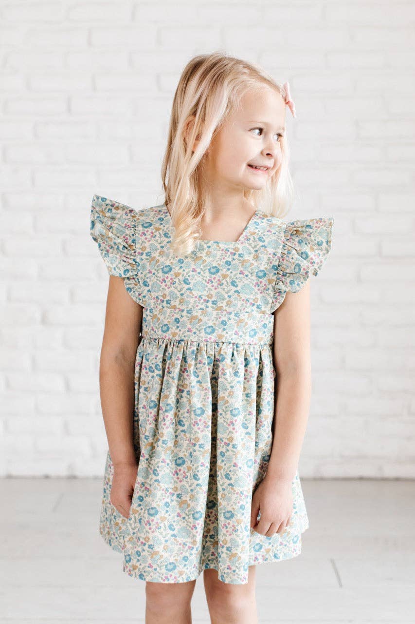 Blue Pond Floral Linen Pinafore