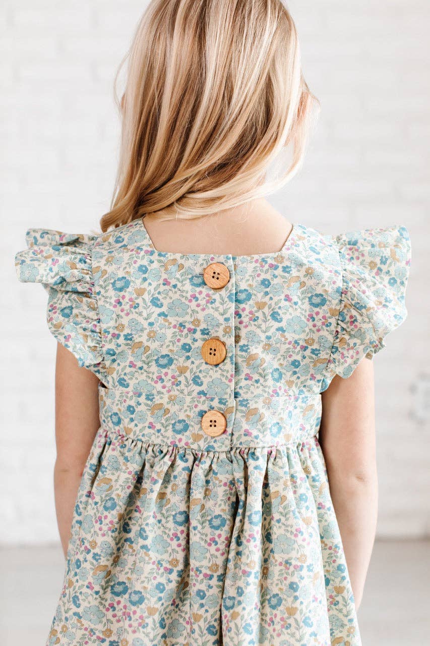 Blue Pond Floral Linen Pinafore