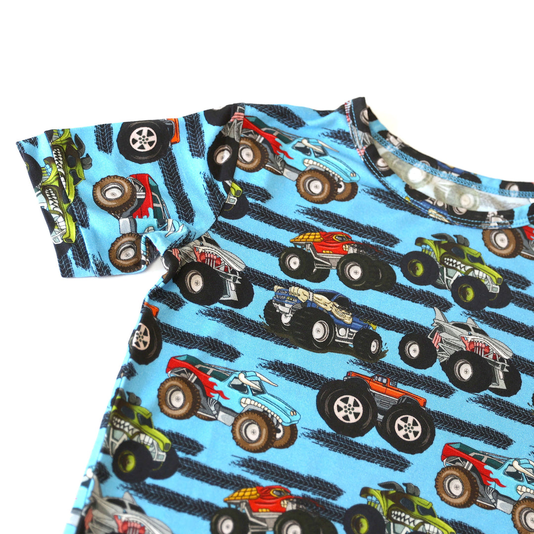 Little Snuggles Monster Trucks Short-Sleeve Pajamas