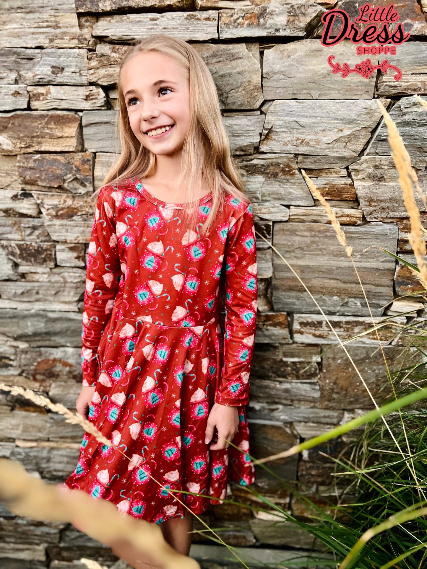 Long Sleeve Twirly Hot Cocoa Dress