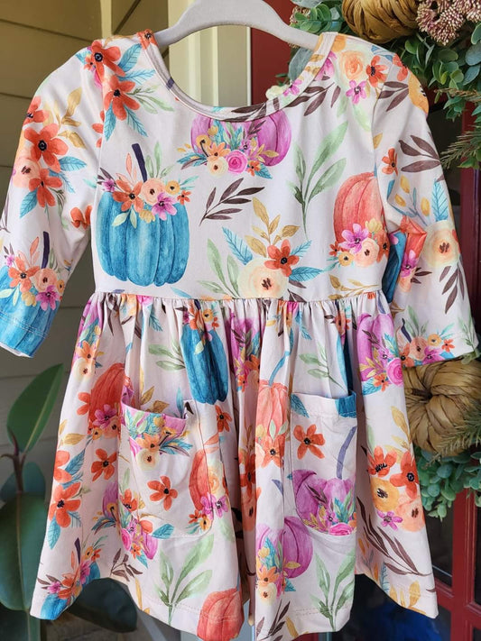 Mila & Rose Harvest Blooms 3/4 Sleeve Pocket Twirl Dress