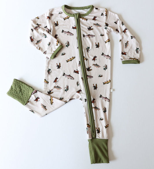 Little Snuggles Fly Fishin' Bamboo Zippy Baby Romper