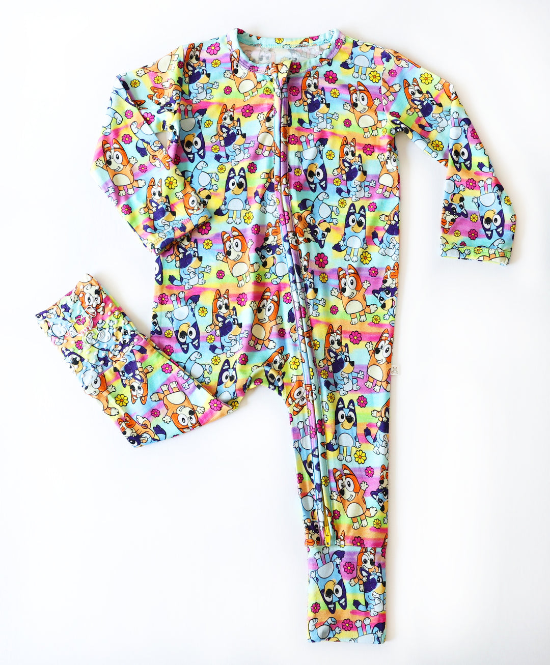 Little Snuggles Rainbow Pups Bamboo Zippy Baby Romper