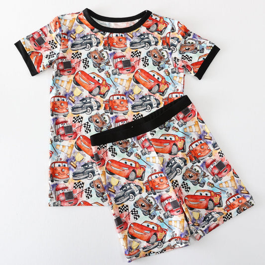 Little Snuggles Cars Go Vroom Short-Sleeve with Shorts Pajamas