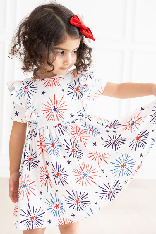 Mila & Rose Little Firecracker Short Sleeve Ruffle Twirl Dress