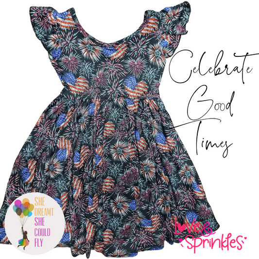 Love & Sprinkles Celebrate Good Times Ruffle-Sleeve Dress