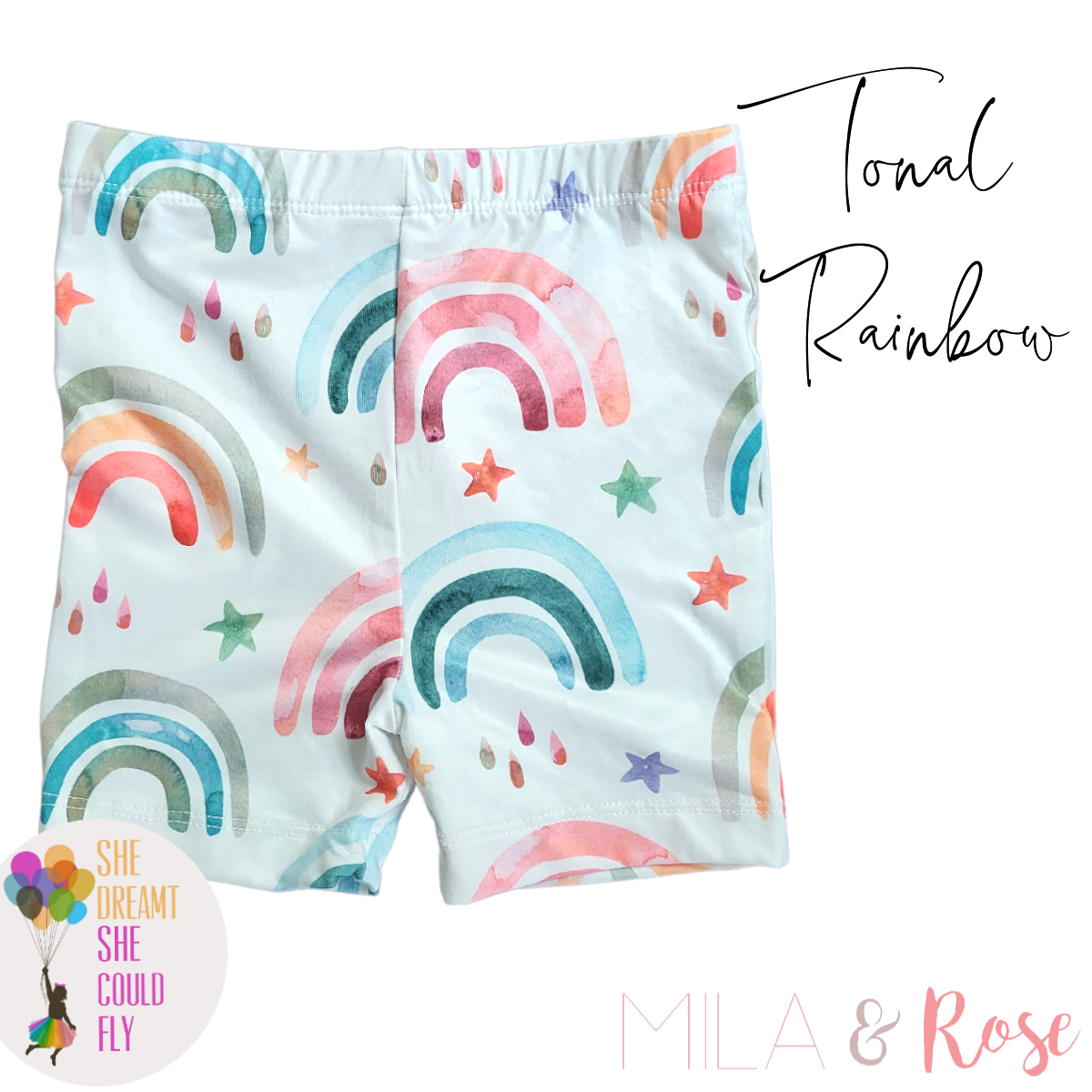 Mila & Rose Tonal Rainbow Twirl Shorts