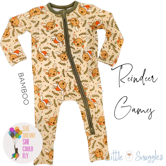 Little Snuggles Reindeer Games Bamboo Zippy Baby Romper