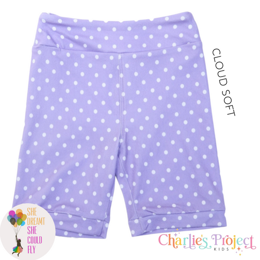 Purple Polka Dot Cloud Soft Fitted Shorts