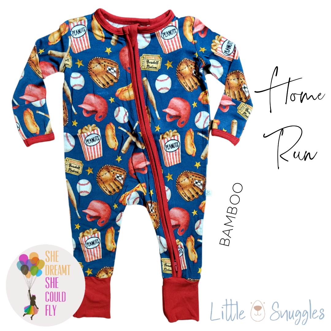 Little Snuggles Home Run Bamboo Zippy Baby Romper