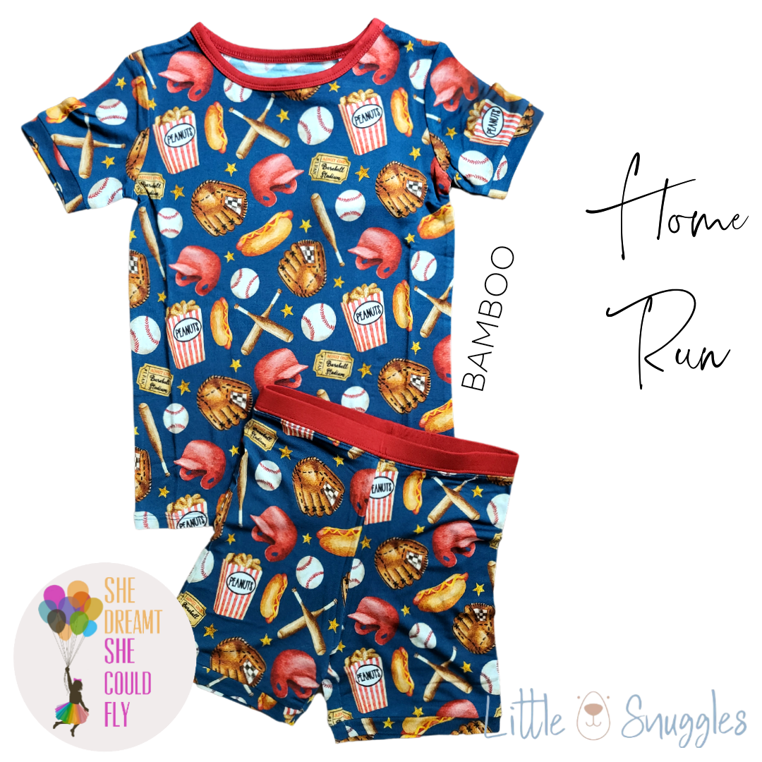 Little Snuggles Home Run Short-Sleeve with Shorts Pajamas