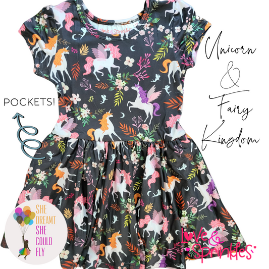 Love & Sprinkles Unicorn & Fairy Kingdom Short-Sleeve Dress