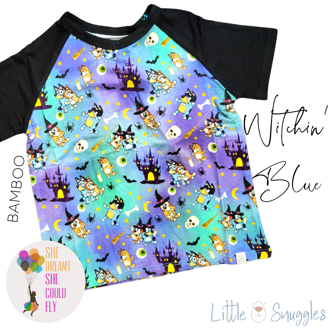 Little Snuggles Witchin' Blue Short-Sleeve Baseball Tee