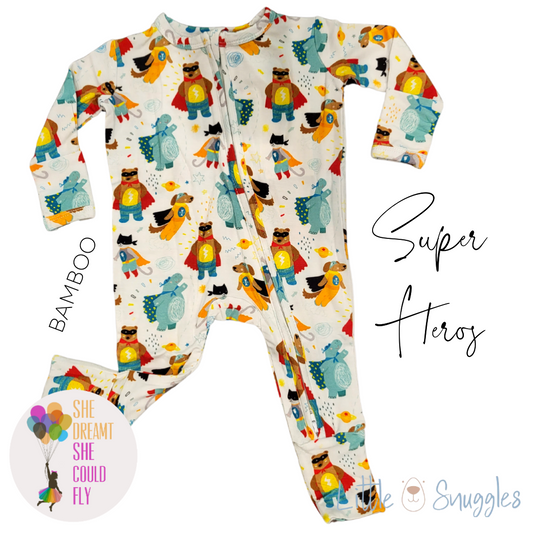 Little Snuggles Super Heros Bamboo Zippy Baby Romper