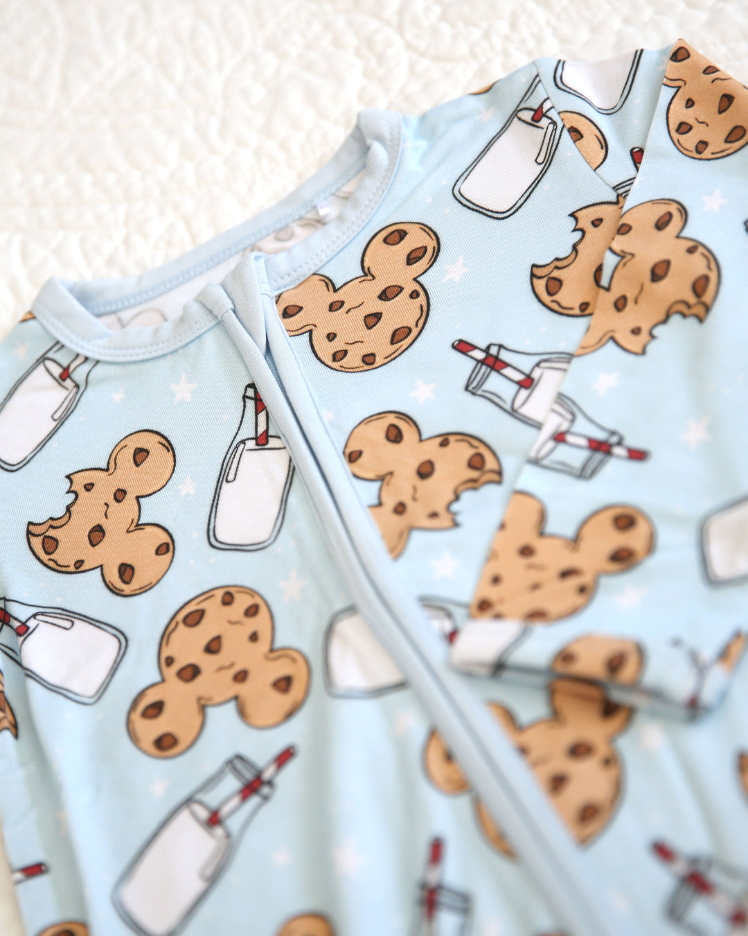 Little Snuggles Blue Mini Milk and Cookies Bamboo Zippy Baby Romper