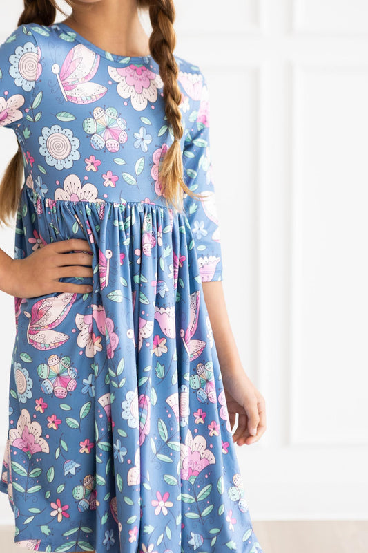 Mila & Rose Spring Gardens 3/4 Sleeve Twirl Dress