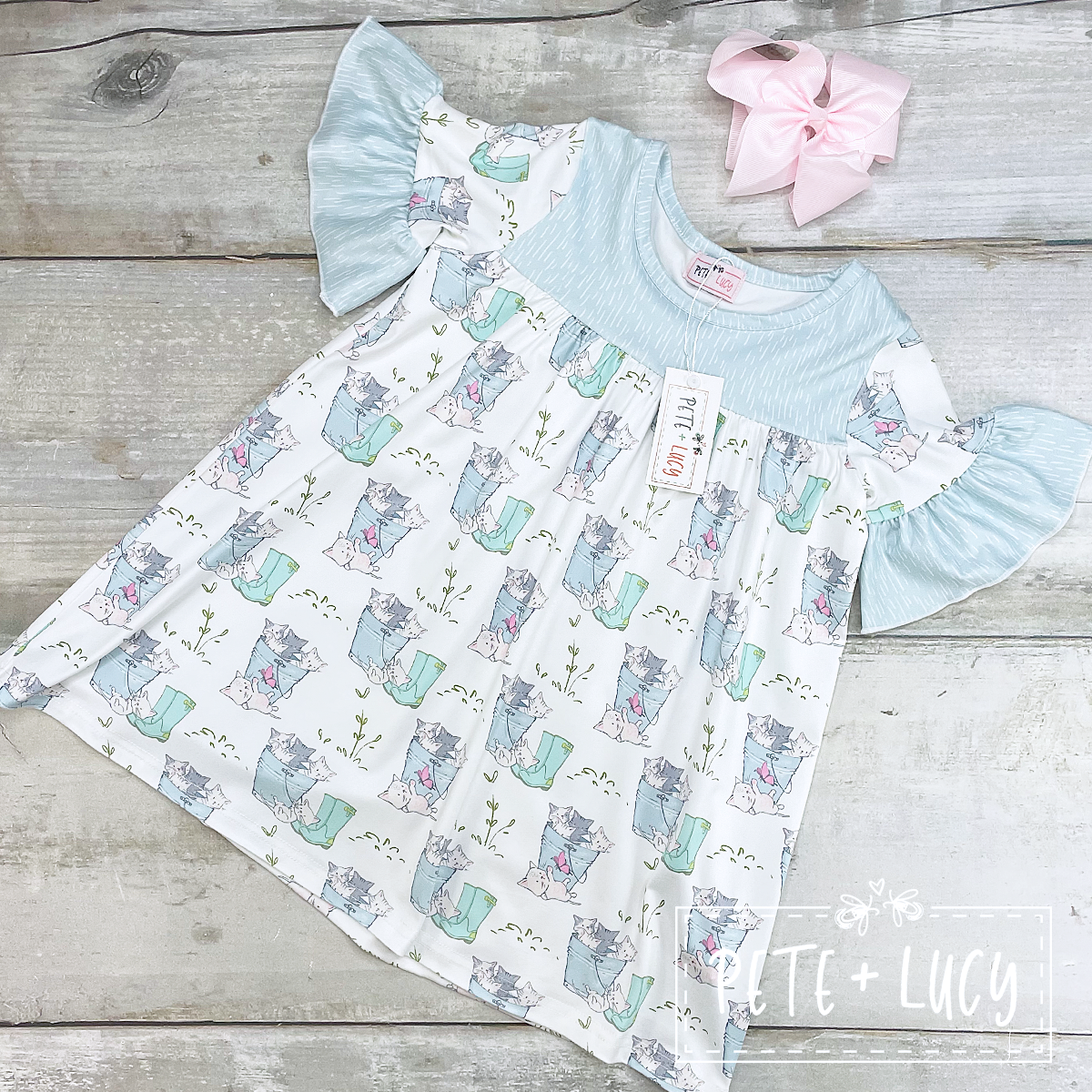 Pete + Lucy Springtime Kittens Dress