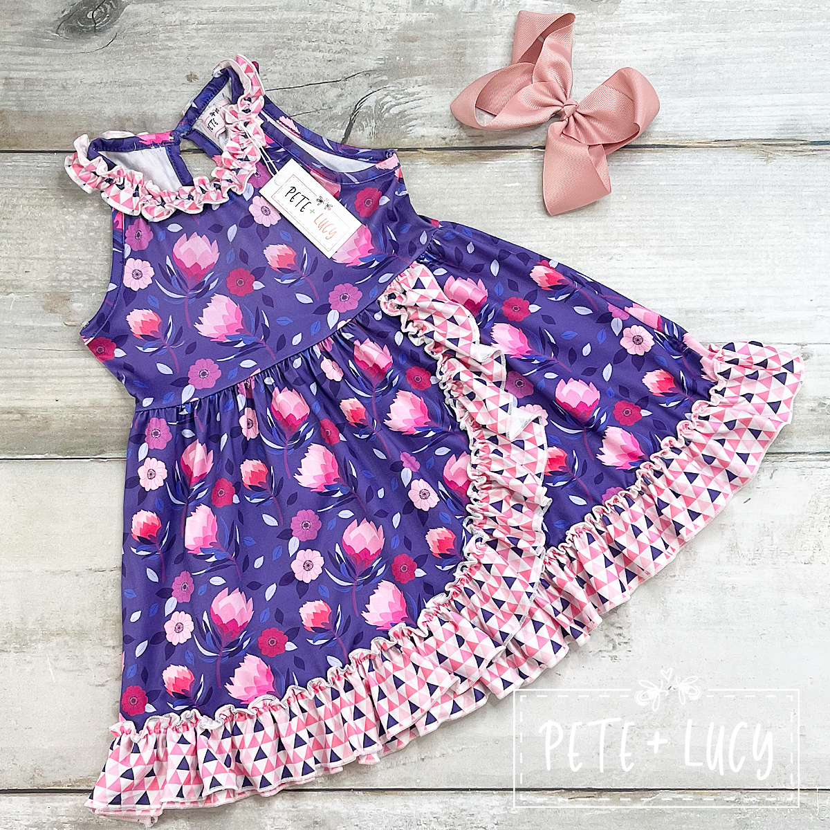 Pete + Lucy Purple Protea Dress