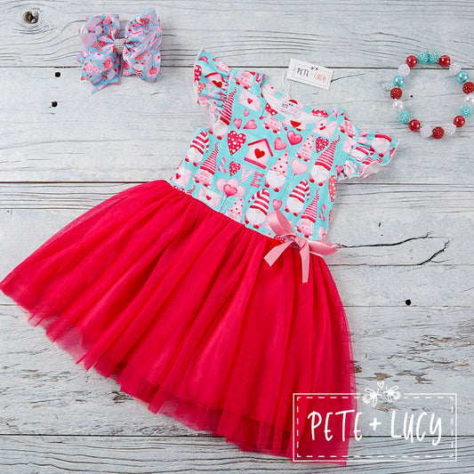 Pete + Lucy Loving Gnomes Short-Sleeve Tulle Dress