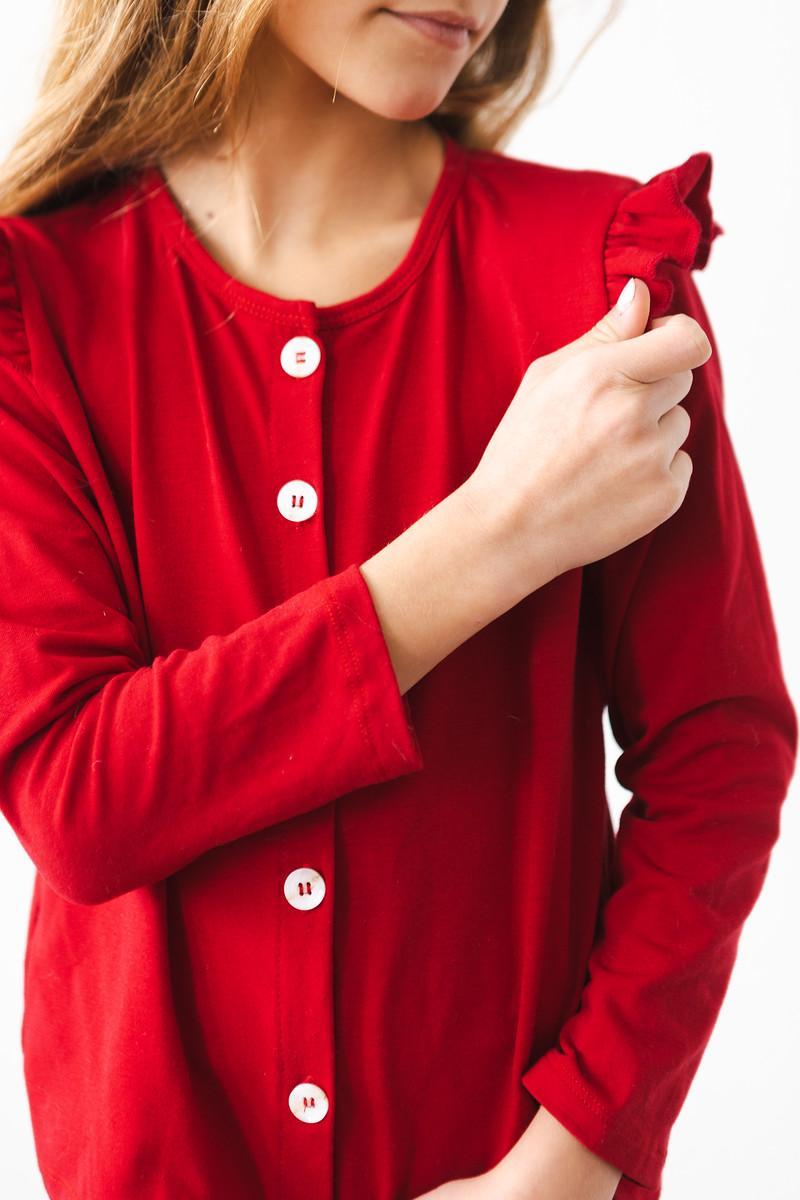 Mila & Rose Red Ruffle Cardigan