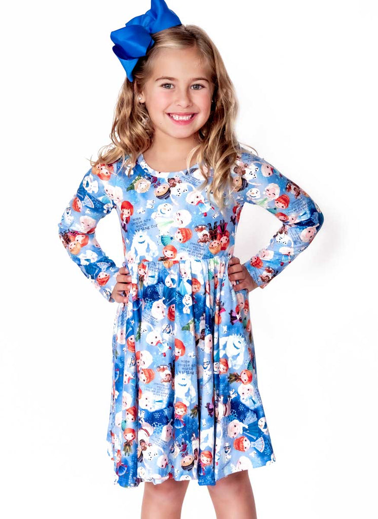 Charlie s Project Frozen Adventure Cloud Soft Long Sleeve Twirl Dress