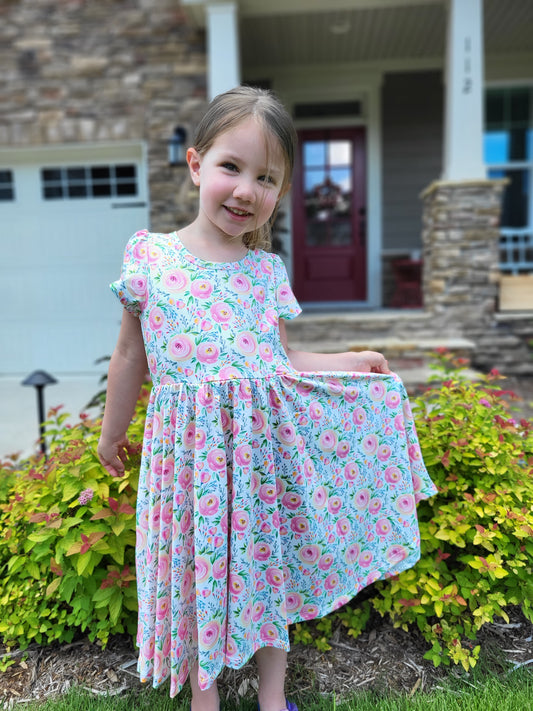 Charlie's Project Sunset Meadow Short Sleeve Hugs Twirl Dress