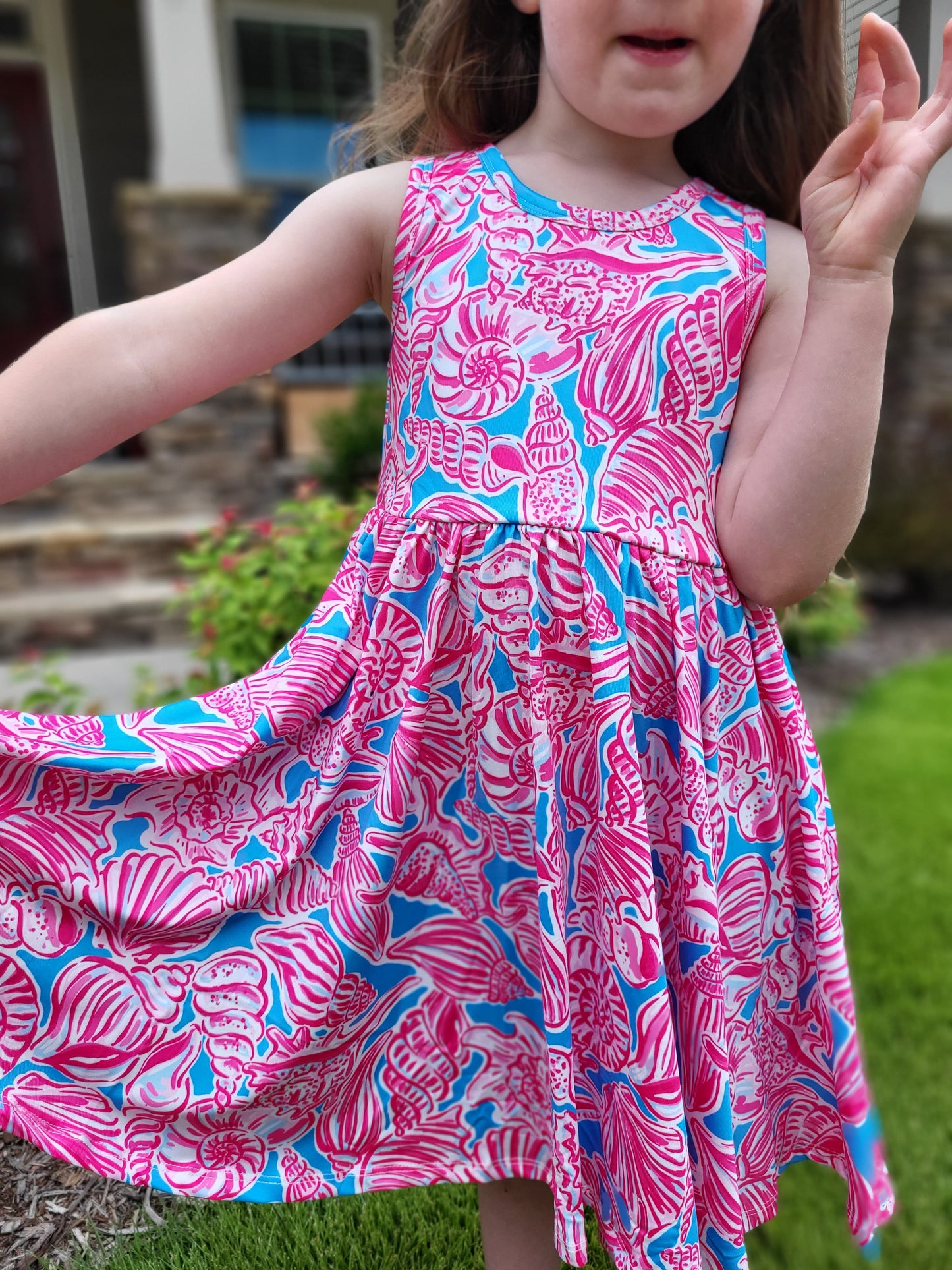 Charlie's Project Seashells by the Seashore Sleeveless Hugs Twirl Dress