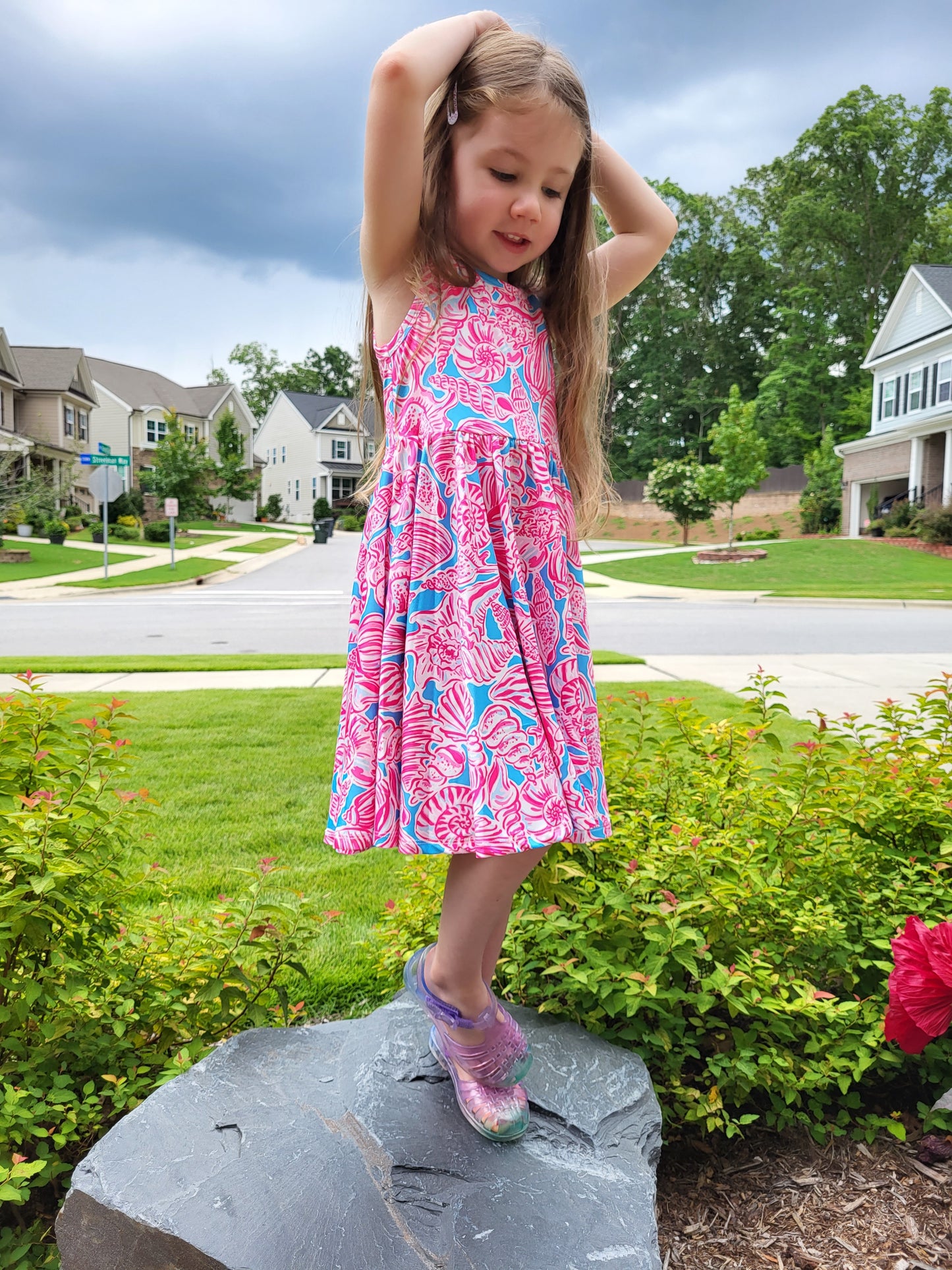 Charlie's Project Seashells by the Seashore Sleeveless Hugs Twirl Dress