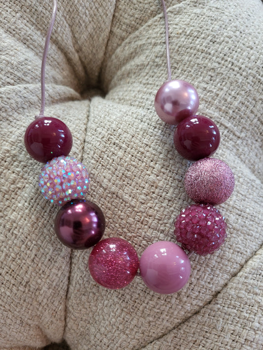 She Dreamt She Could Fly Frosted Cranberry Bubblegum Necklace