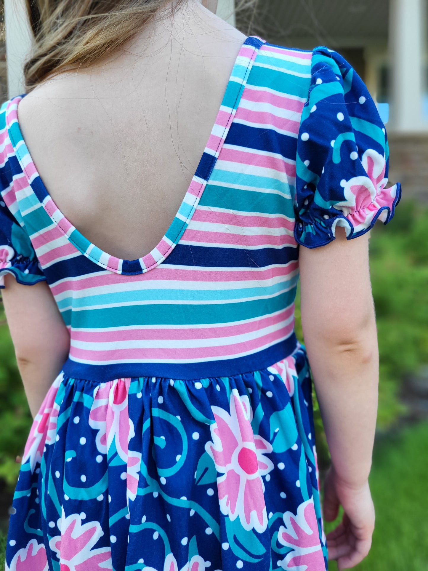 Oopsie Daisy Navy Pink Twirl Dress