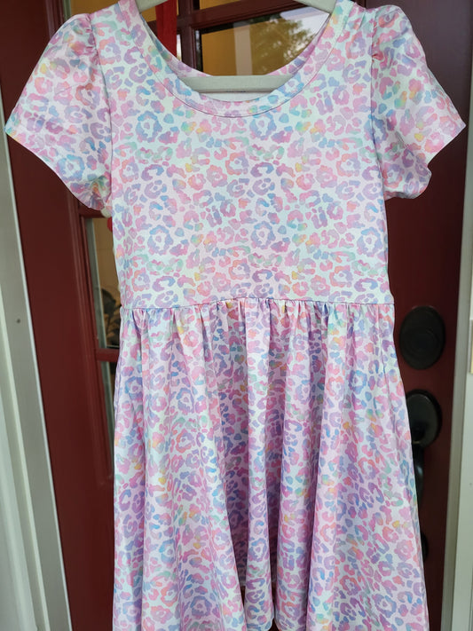 Charlie's Project Opal Leopard Short Sleeve Hugs Twirl Dress