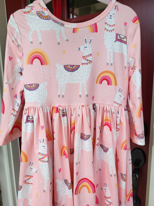 Mila & Rose Llama Love 3/4 Sleeve Twirl Dress