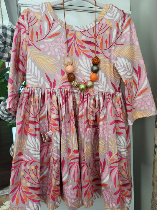 Mila & Rose Leaf on Me 3/4 Sleeve Pocket Twirl Dress