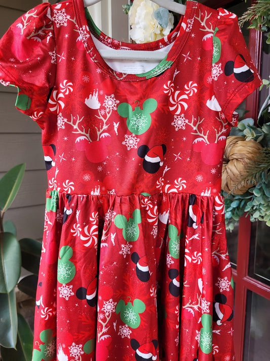 Charlie's Project Very Mini Christmas Short-Sleeve Hugs Twirl Dress