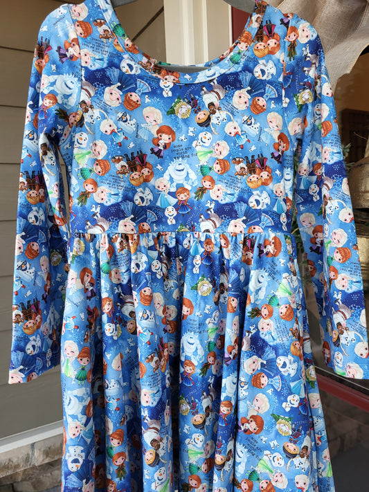 Charlie's Project Frozen Adventure Cloud Soft Long-Sleeve Twirl Dress