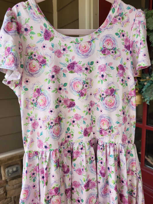 Charlie's Project Flower Garden Short Sleeve Hugs Twirl Dress