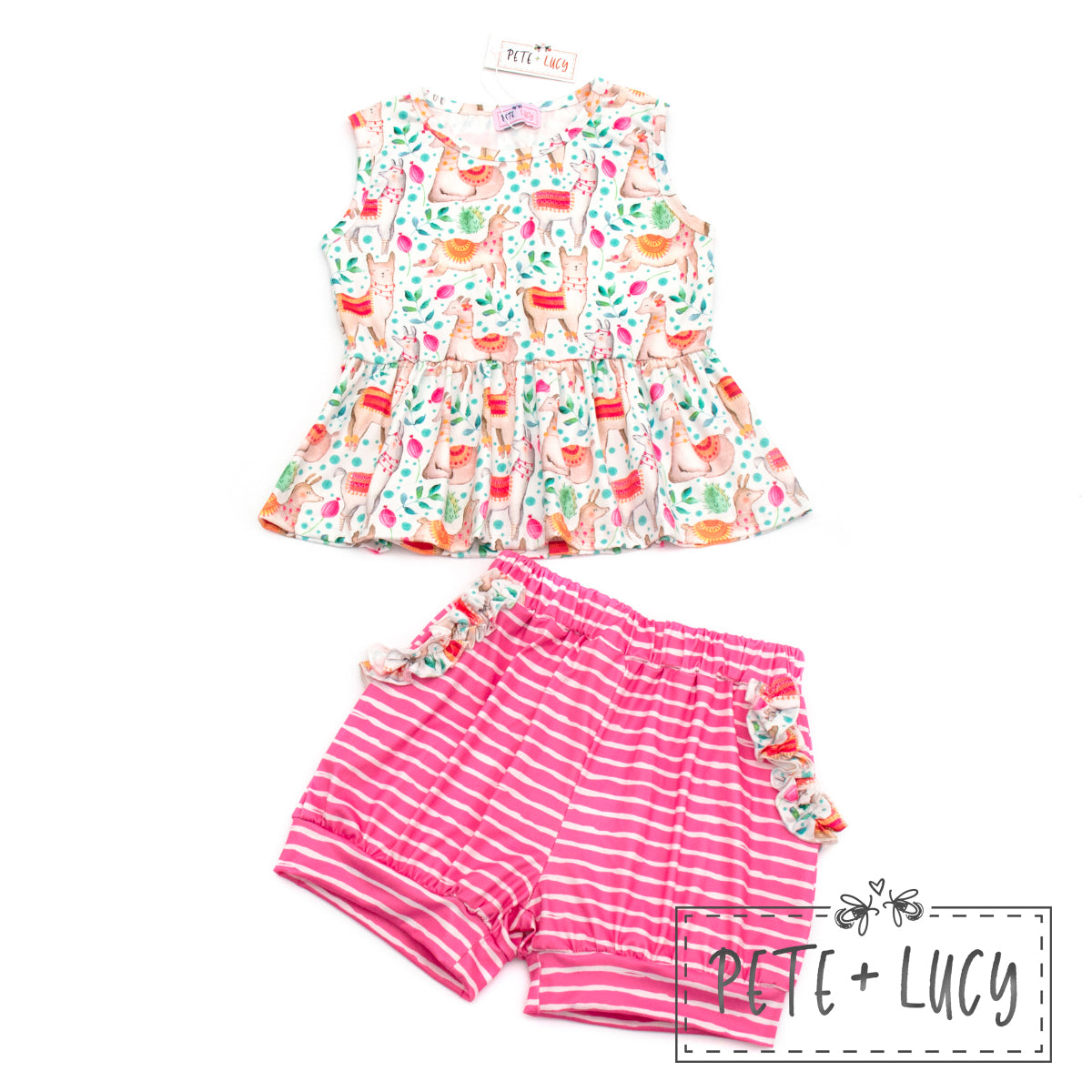 Pete + Lucy Llama Love Shorts Set