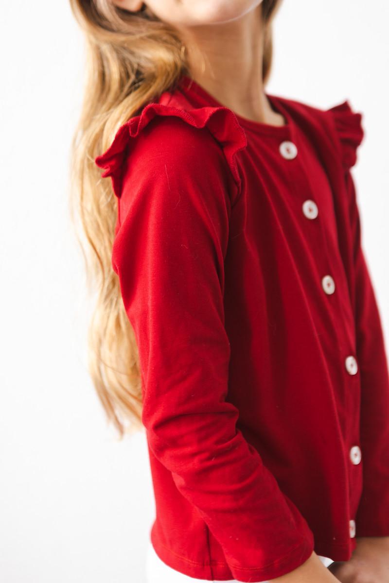 Mila & Rose Red Ruffle Cardigan