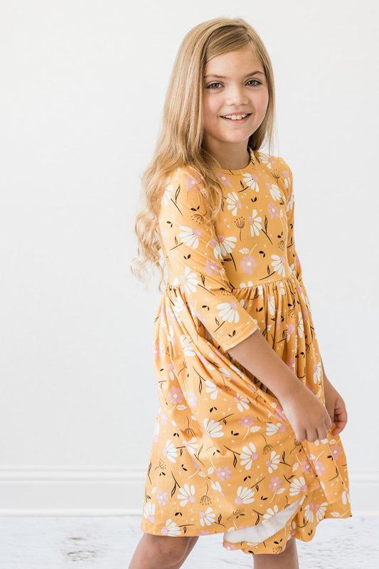 Mila & Rose Dandelions in Fall 3/4 Sleeve Twirl Dress