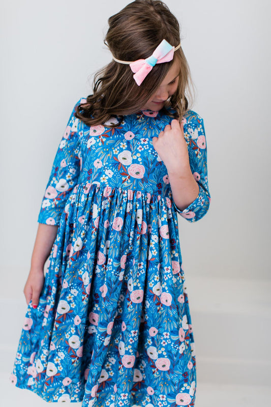 Mila & Rose Don't be Blue 3/4 Sleeve Twirl Dress