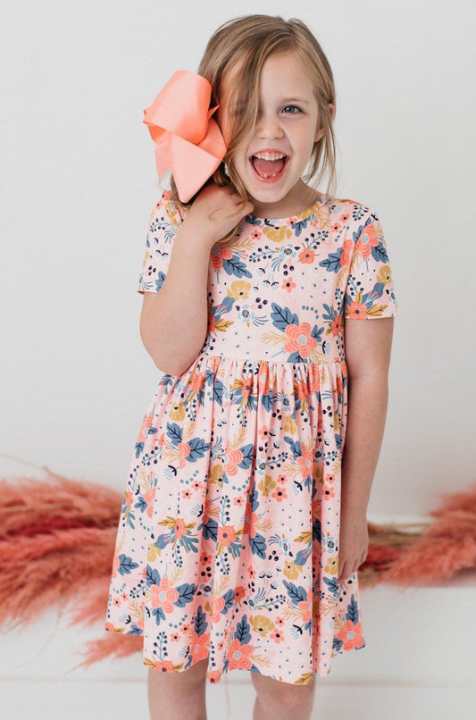 Mila & Rose Field of Flowers Short Sleeve Twirl Dress